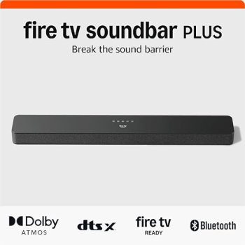 Amazon Fire TV Soundbar Plus, 3.1 channel, all-in-one design, Dolby Atmos, DTS:X, clear dialogue, 2024 release